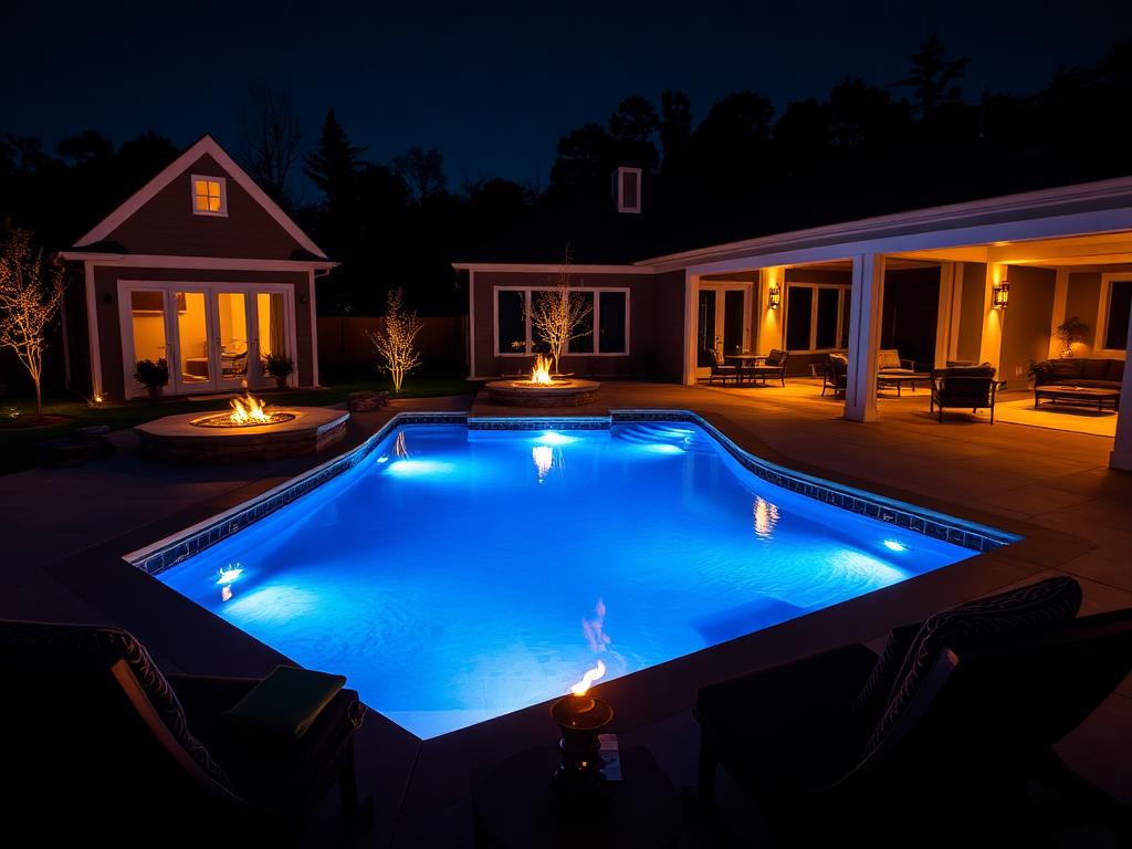 Modern Pool with Fire Feature